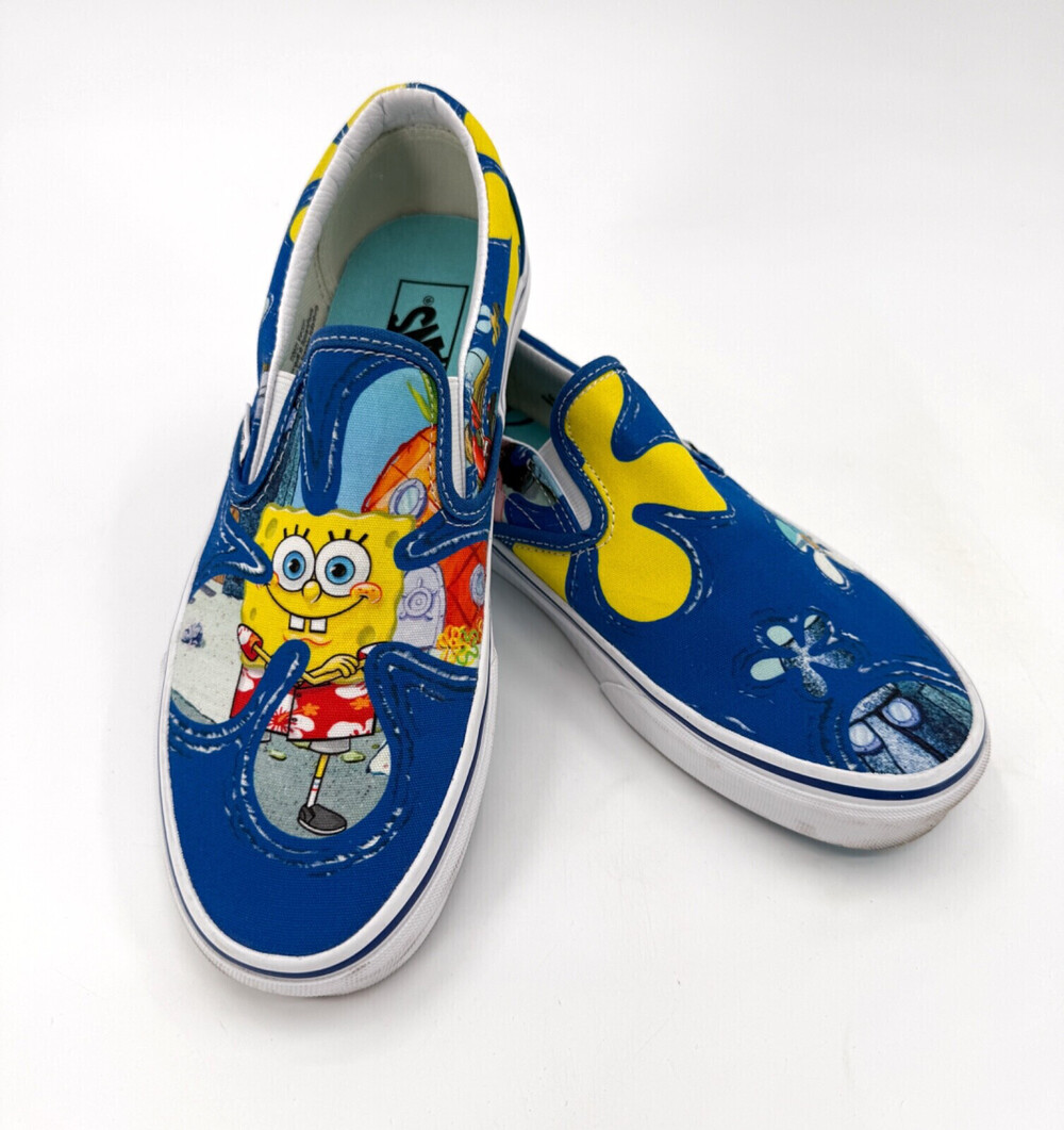 Vans SpongeBob Squarepants Shoes Mens 7.5  Womens 9 Canvas Classic Slip On Shoes